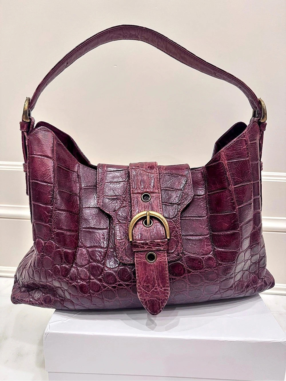 Shoulder Bag Crocodile -Burgundy